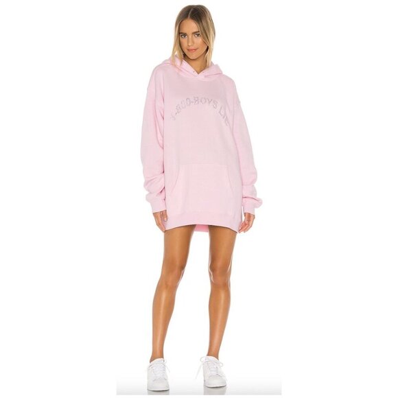 BOYS LIE 1-800 Pink Remix Hoodie in Baby Pink One Size - Picture 1 of 8